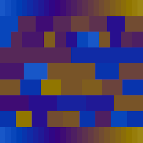 Day 14 - irregular grid of colors in blues, purples and
          yellows